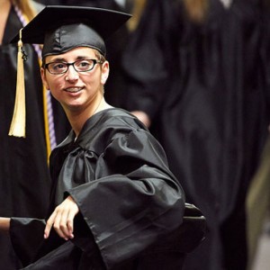 Person in coraguation cap and gown