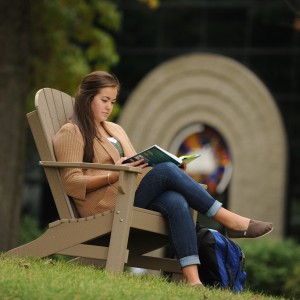 woman studying outside