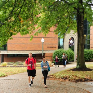 people walking on campus